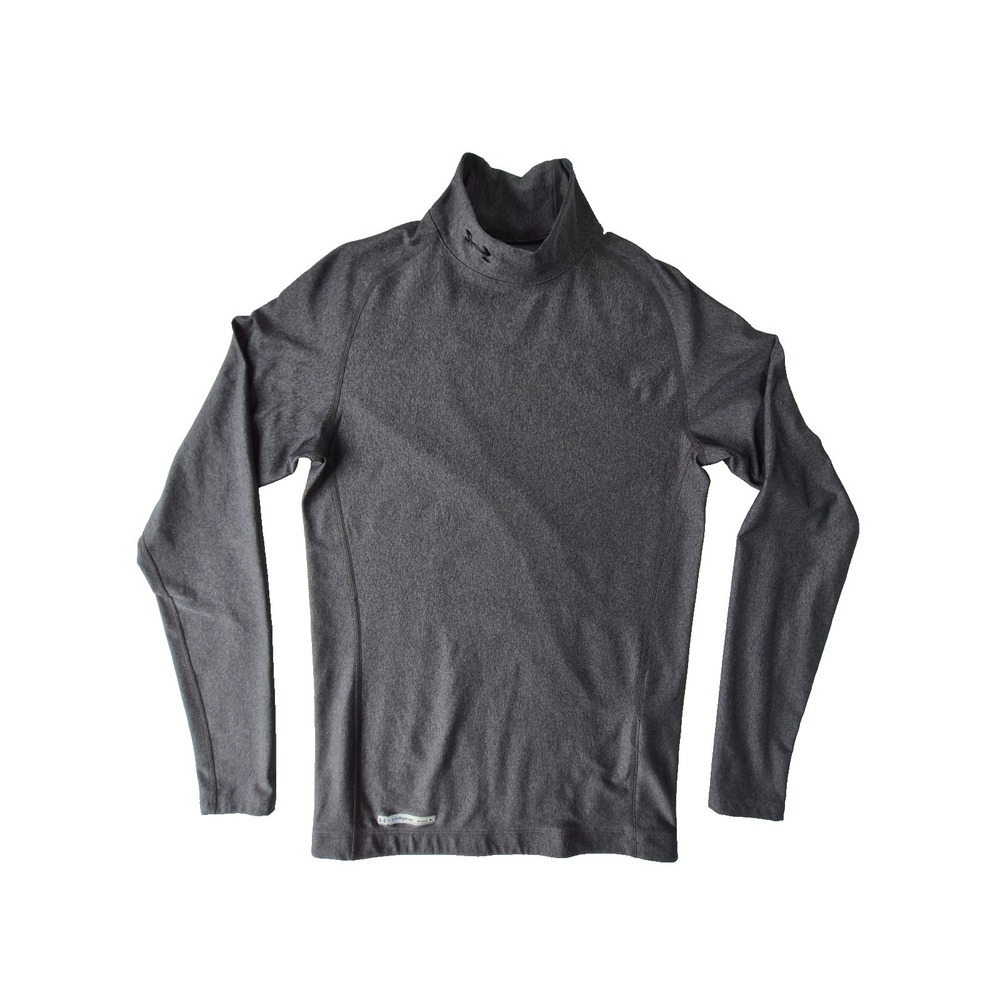 Under Armour ColdGear Compression Mock Neck Shirt Mens LG Gray Long Sleeve Base